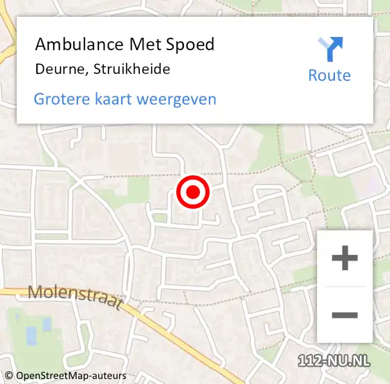 Locatie op kaart van de 112 melding: Ambulance Met Spoed Naar Deurne, Struikheide op 5 september 2019 22:33