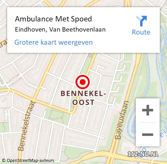 Locatie op kaart van de 112 melding: Ambulance Met Spoed Naar Eindhoven, Van Beethovenlaan op 5 september 2019 23:57