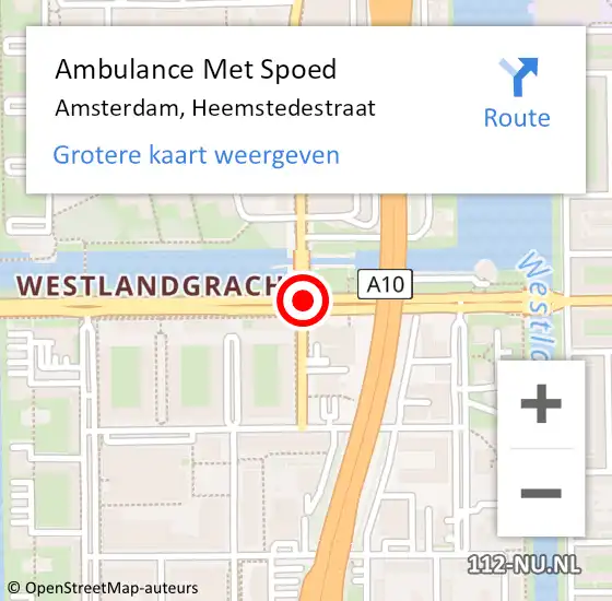 Locatie op kaart van de 112 melding: Ambulance Met Spoed Naar Amsterdam, Heemstedestraat op 6 september 2019 00:00