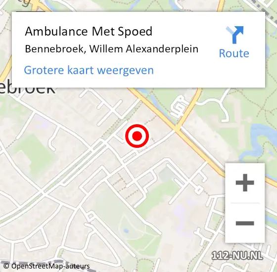 Locatie op kaart van de 112 melding: Ambulance Met Spoed Naar Bennebroek, Willem Alexanderplein op 6 september 2019 01:21