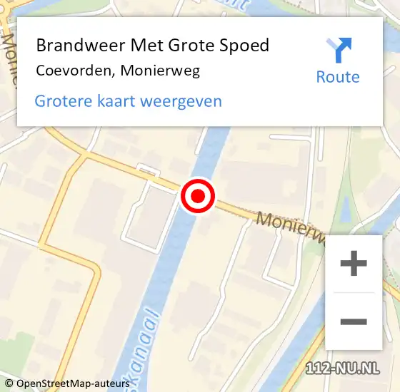 Locatie op kaart van de 112 melding: Brandweer Met Grote Spoed Naar Coevorden, Monierweg op 6 september 2019 01:21