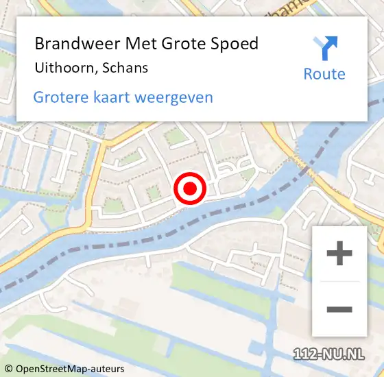 Locatie op kaart van de 112 melding: Brandweer Met Grote Spoed Naar Uithoorn, Schans op 6 september 2019 02:45