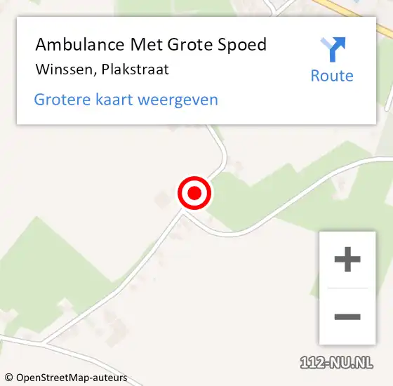 Locatie op kaart van de 112 melding: Ambulance Met Grote Spoed Naar Winssen, Plakstraat op 6 september 2019 03:00