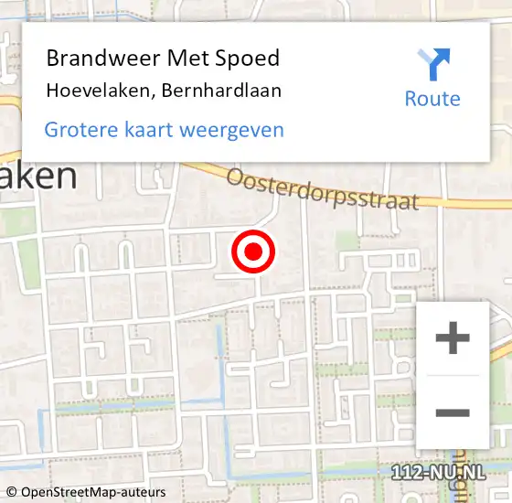 Locatie op kaart van de 112 melding: Brandweer Met Spoed Naar Hoevelaken, Bernhardlaan op 6 september 2019 04:03