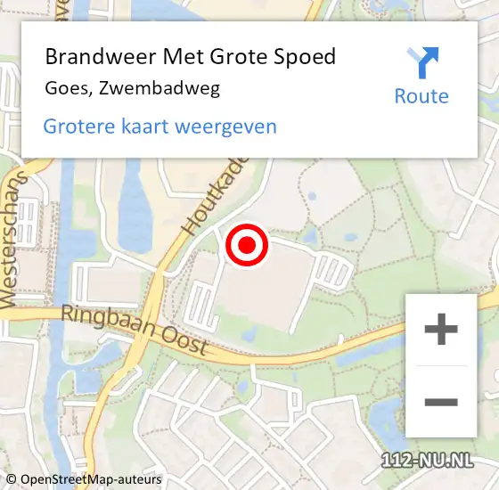 Locatie op kaart van de 112 melding: Brandweer Met Grote Spoed Naar Goes, Zwembadweg op 6 september 2019 05:13