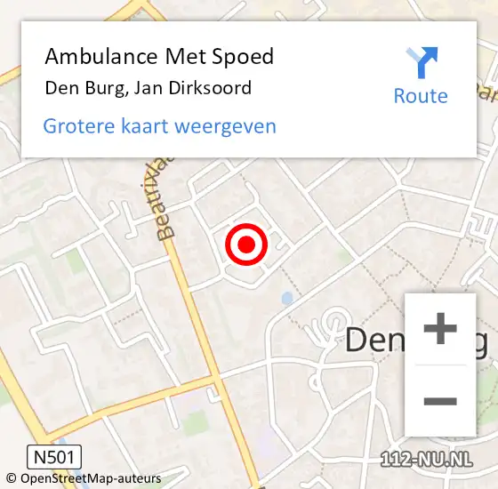 Locatie op kaart van de 112 melding: Ambulance Met Spoed Naar Den Burg, Jan Dirksoord op 6 september 2019 05:51