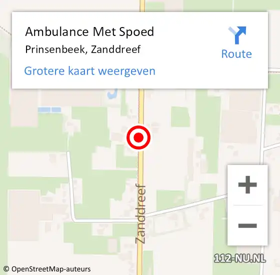 Locatie op kaart van de 112 melding: Ambulance Met Spoed Naar Prinsenbeek, Zanddreef op 6 september 2019 06:05