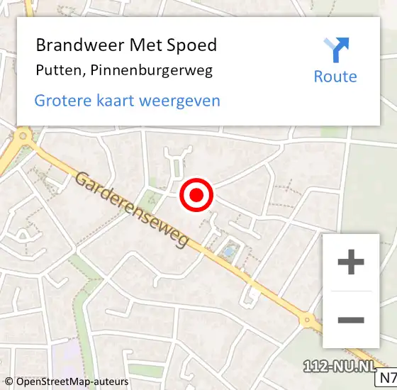 Locatie op kaart van de 112 melding: Brandweer Met Spoed Naar Putten, Pinnenburgerweg op 12 april 2014 21:52