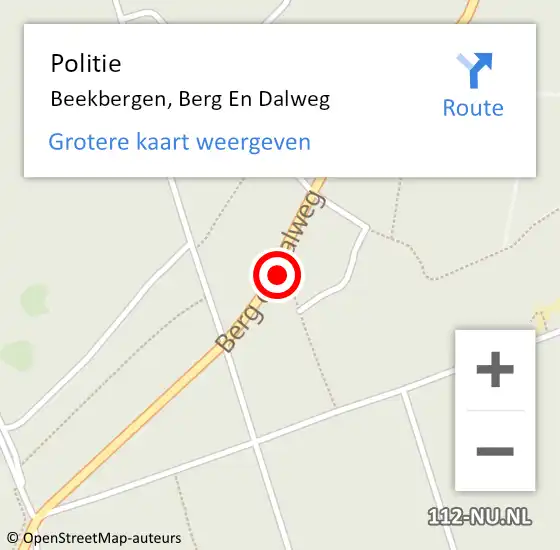 Locatie op kaart van de 112 melding: Politie Beekbergen, Berg En Dalweg op 6 september 2019 08:01