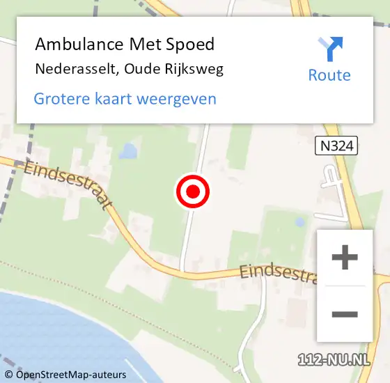 Locatie op kaart van de 112 melding: Ambulance Met Spoed Naar Nederasselt, Oude Rijksweg op 6 september 2019 09:10
