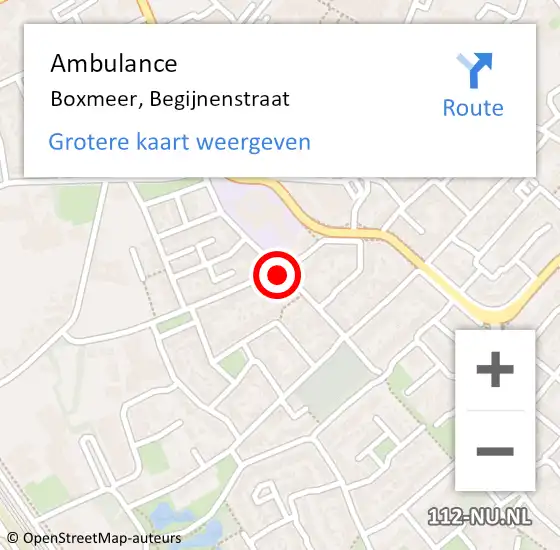 Locatie op kaart van de 112 melding: Ambulance Boxmeer, Begijnenstraat op 6 september 2019 10:01