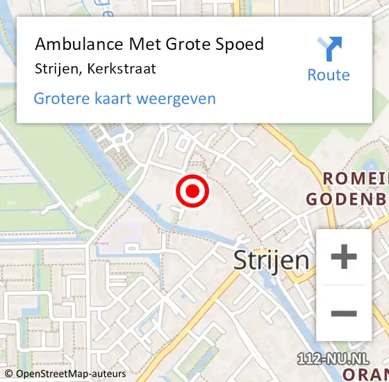 Locatie op kaart van de 112 melding: Ambulance Met Grote Spoed Naar Strijen, Kerkstraat op 6 september 2019 10:14