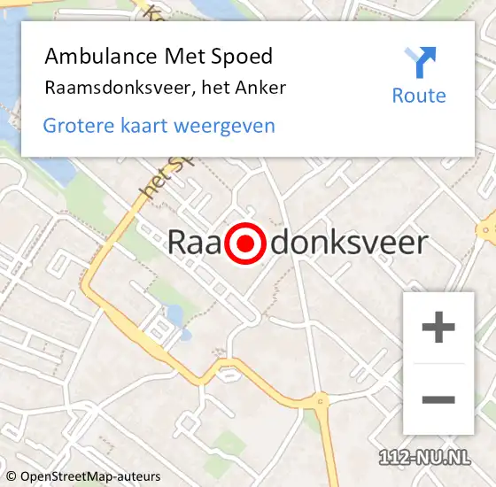 Locatie op kaart van de 112 melding: Ambulance Met Spoed Naar Raamsdonksveer, het Anker op 6 september 2019 10:57