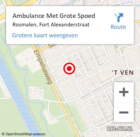 Locatie op kaart van de 112 melding: Ambulance Met Grote Spoed Naar Rosmalen, Fort Alexanderstraat op 6 september 2019 11:05