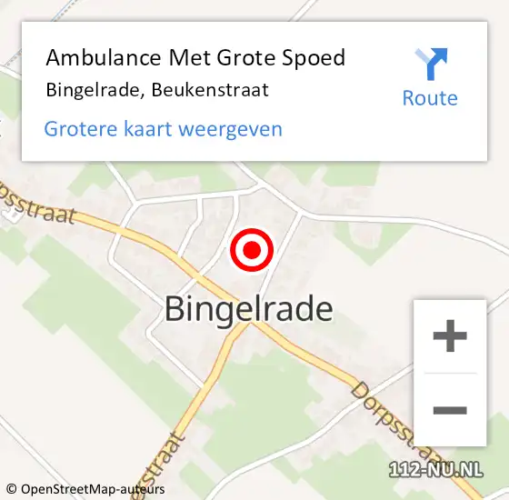 Locatie op kaart van de 112 melding: Ambulance Met Grote Spoed Naar Bingelrade, Beukenstraat op 12 april 2014 22:24
