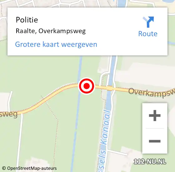 Locatie op kaart van de 112 melding: Politie Raalte, Overkampsweg op 6 september 2019 11:30