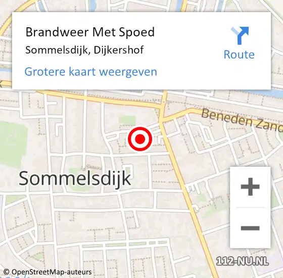 Locatie op kaart van de 112 melding: Brandweer Met Spoed Naar Sommelsdijk, Dijkershof op 6 september 2019 12:05