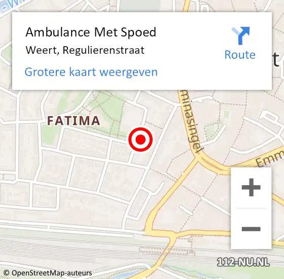 Locatie op kaart van de 112 melding: Ambulance Met Spoed Naar Weert, Regulierenstraat op 12 april 2014 22:33