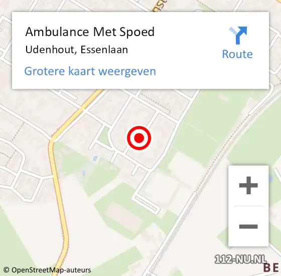 Locatie op kaart van de 112 melding: Ambulance Met Spoed Naar Udenhout, Essenlaan op 6 september 2019 12:37