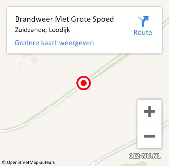 Locatie op kaart van de 112 melding: Brandweer Met Grote Spoed Naar Zuidzande, Loodijk op 6 september 2019 13:15