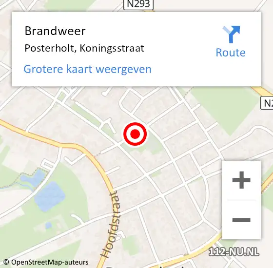 Locatie op kaart van de 112 melding: Brandweer Posterholt, Koningsstraat op 6 september 2019 13:26