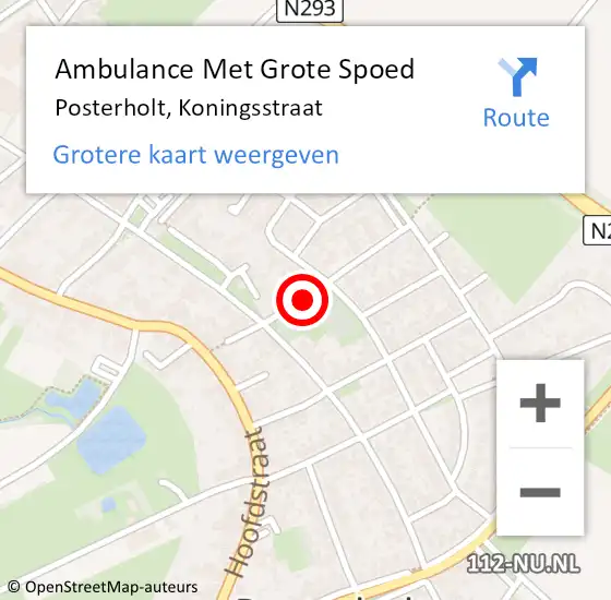 Locatie op kaart van de 112 melding: Ambulance Met Grote Spoed Naar Posterholt, Koningsstraat op 6 september 2019 13:26