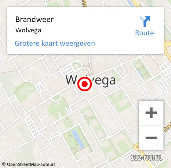 Locatie op kaart van de 112 melding: Brandweer Wolvega op 6 september 2019 13:48