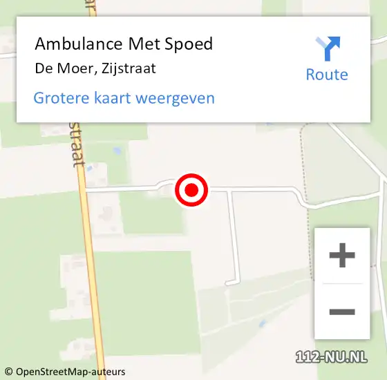 Locatie op kaart van de 112 melding: Ambulance Met Spoed Naar De Moer, Zijstraat op 6 september 2019 14:08