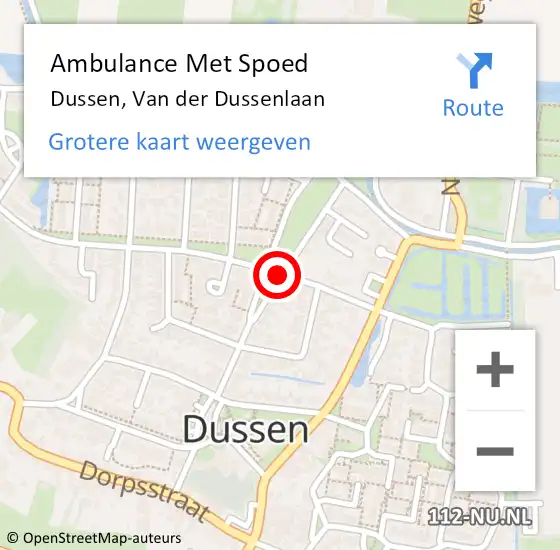 Locatie op kaart van de 112 melding: Ambulance Met Spoed Naar Dussen, Van der Dussenlaan op 6 september 2019 14:28