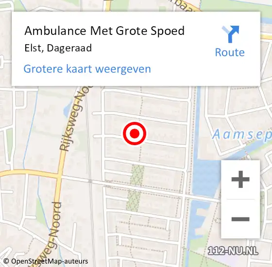 Locatie op kaart van de 112 melding: Ambulance Met Grote Spoed Naar Elst, Dageraad op 12 april 2014 23:07