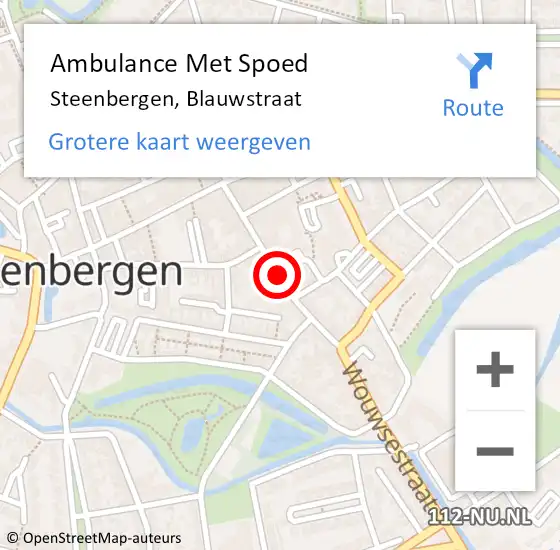 Locatie op kaart van de 112 melding: Ambulance Met Spoed Naar Steenbergen, Blauwstraat op 6 september 2019 16:05