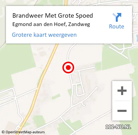 Locatie op kaart van de 112 melding: Brandweer Met Grote Spoed Naar Egmond aan den Hoef, Zandweg op 6 september 2019 16:14