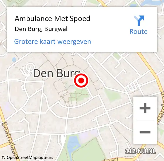 Locatie op kaart van de 112 melding: Ambulance Met Spoed Naar Den Burg, Burgwal op 6 september 2019 16:56