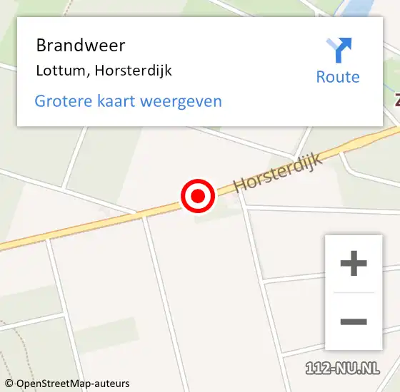 Locatie op kaart van de 112 melding: Brandweer Lottum, Horsterdijk op 6 september 2019 17:02