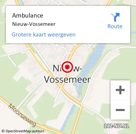 Locatie op kaart van de 112 melding: Ambulance Nieuw-Vossemeer op 6 september 2019 17:10