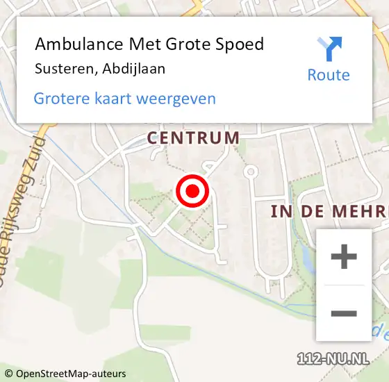 Locatie op kaart van de 112 melding: Ambulance Met Grote Spoed Naar Susteren, Abdijlaan op 12 april 2014 23:32