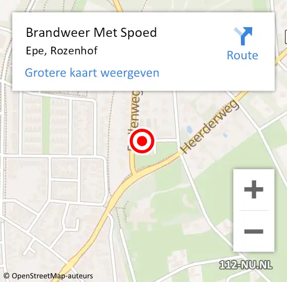 Locatie op kaart van de 112 melding: Brandweer Met Spoed Naar Epe, Rozenhof op 6 september 2019 18:14