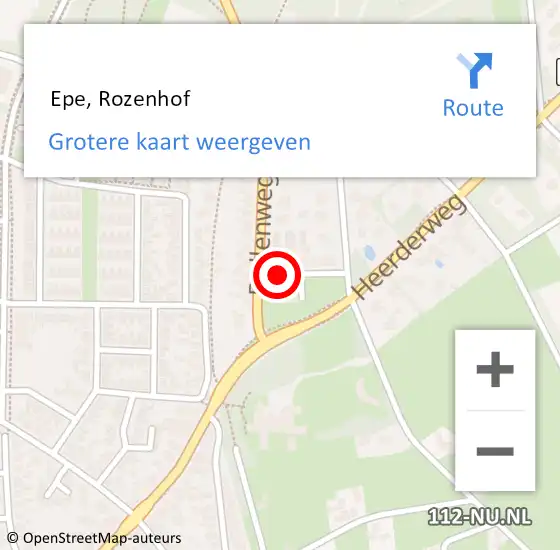 Locatie op kaart van de 112 melding:  Epe, Rozenhof op 6 september 2019 18:16