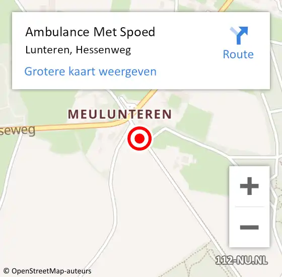 Locatie op kaart van de 112 melding: Ambulance Met Spoed Naar Lunteren, Hessenweg op 6 september 2019 19:28