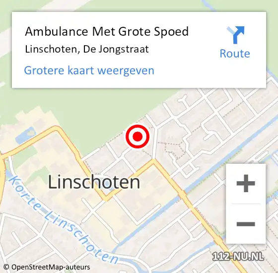 Locatie op kaart van de 112 melding: Ambulance Met Grote Spoed Naar Linschoten, De Jongstraat op 12 april 2014 23:48