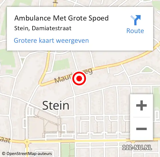 Locatie op kaart van de 112 melding: Ambulance Met Grote Spoed Naar Stein, Damiatestraat op 12 april 2014 23:53