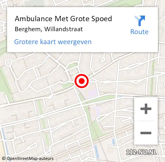 Locatie op kaart van de 112 melding: Ambulance Met Grote Spoed Naar Berghem, Willandstraat op 6 september 2019 21:32