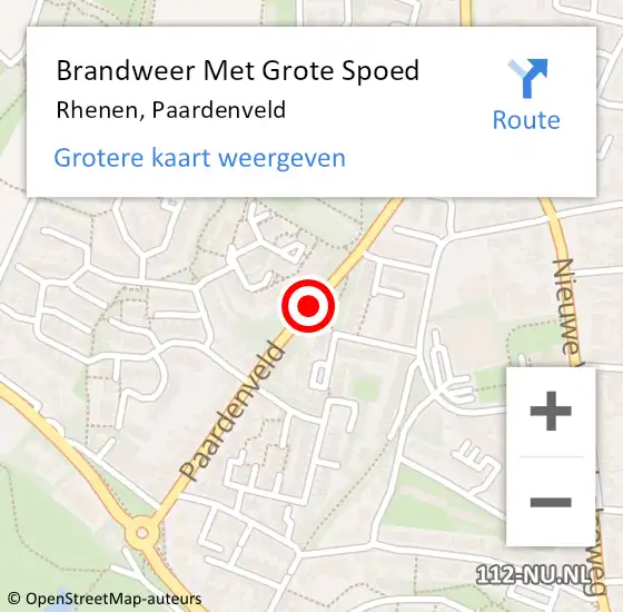 Locatie op kaart van de 112 melding: Brandweer Met Grote Spoed Naar Rhenen, Paardenveld op 6 september 2019 21:50