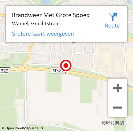 Locatie op kaart van de 112 melding: Brandweer Met Grote Spoed Naar Wamel, Grachtstraat op 6 september 2019 22:01