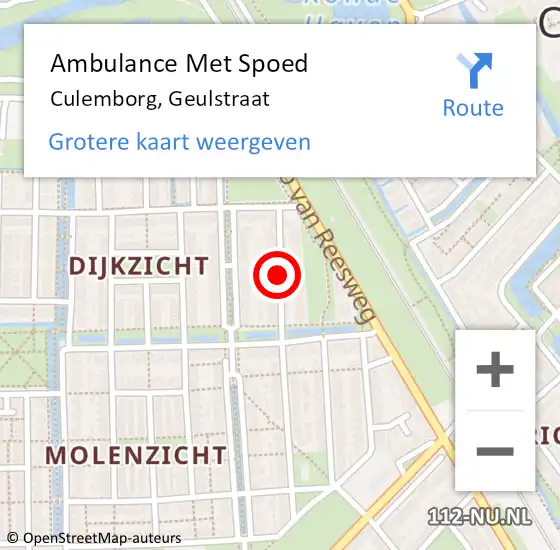 Locatie op kaart van de 112 melding: Ambulance Met Spoed Naar Culemborg, Geulstraat op 6 september 2019 22:02