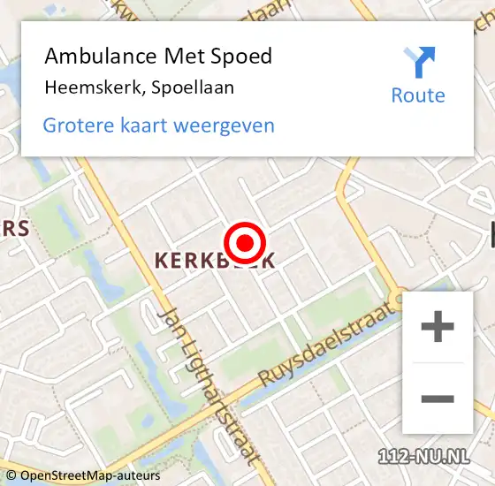 Locatie op kaart van de 112 melding: Ambulance Met Spoed Naar Heemskerk, Spoellaan op 6 september 2019 22:57
