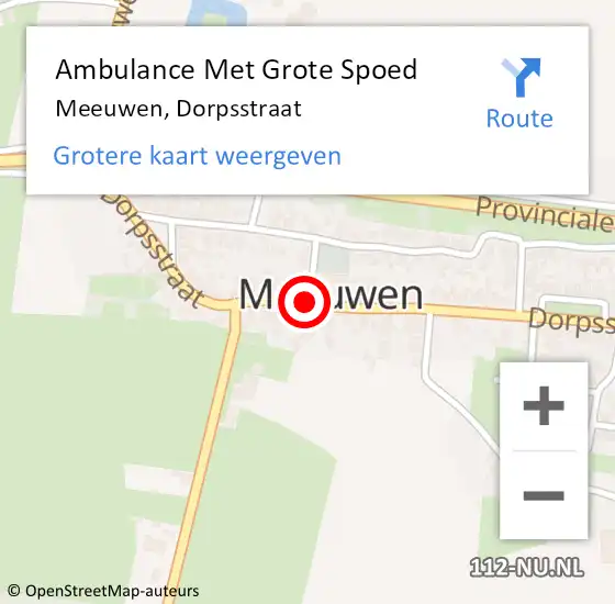 Locatie op kaart van de 112 melding: Ambulance Met Grote Spoed Naar Meeuwen, Dorpsstraat op 6 september 2019 23:04