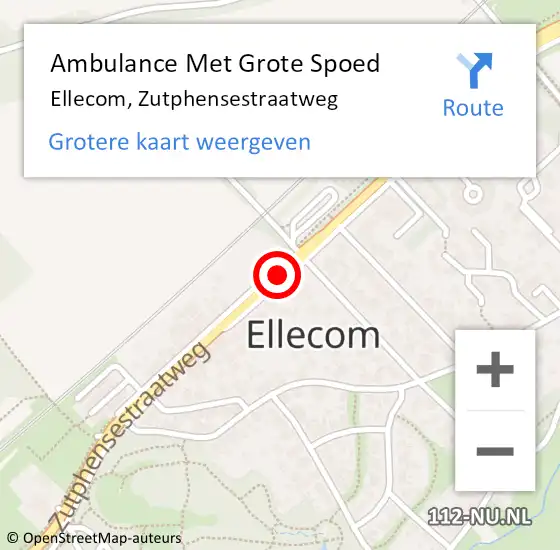 Locatie op kaart van de 112 melding: Ambulance Met Grote Spoed Naar Ellecom, Zutphensestraatweg op 7 september 2019 00:07