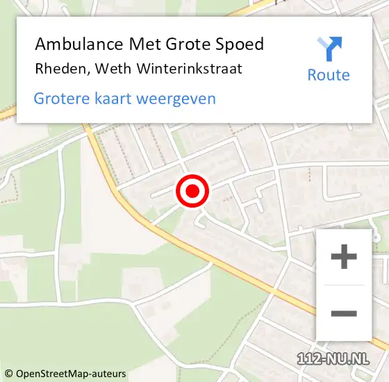 Locatie op kaart van de 112 melding: Ambulance Met Grote Spoed Naar Rheden, Weth Winterinkstraat op 7 september 2019 01:01