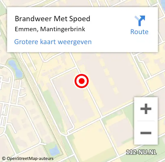 Locatie op kaart van de 112 melding: Brandweer Met Spoed Naar Emmen, Mantingerbrink op 7 september 2019 01:39
